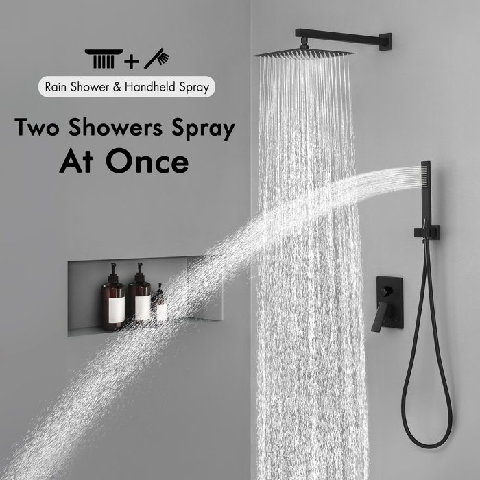 KES Shower System with Handheld Shower Valve and Trim Kit Pressure
